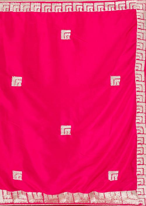 Rani Pink Gotapatti Semi Crepe Saree