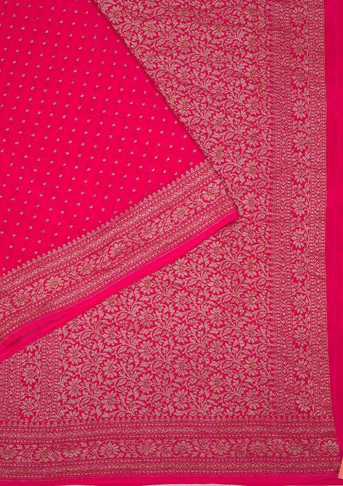 Rani Pink Zariwork Banarasi Silk Saree