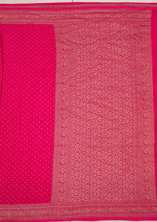 Rani Pink Zariwork Banarasi Silk Saree