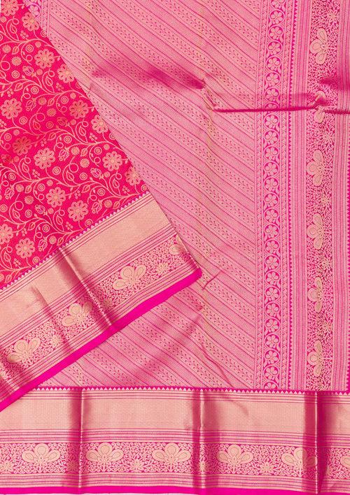 Rani Pink Zariwork Pure Silk Saree