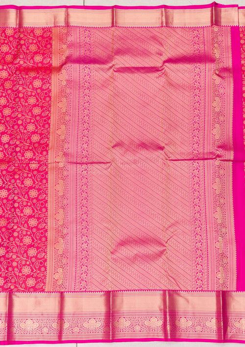 Rani Pink Zariwork Pure Silk Saree