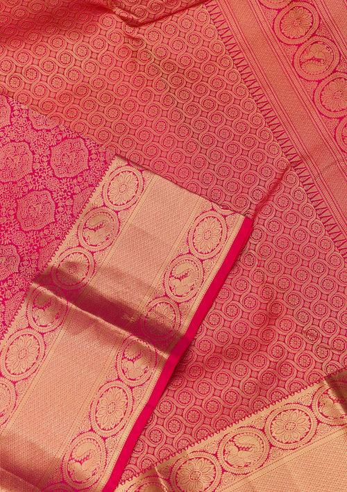 Rani Pink Zariwork Pure Silk Saree