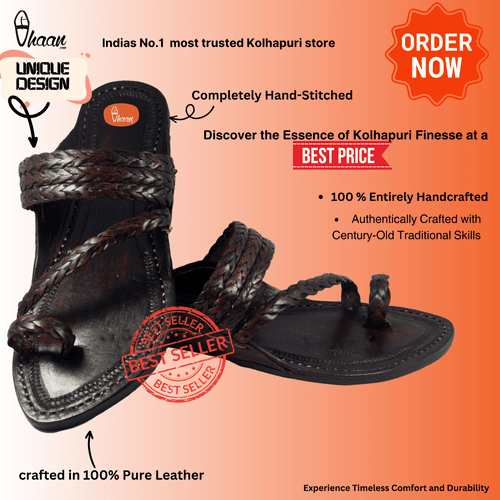 Burge - Dark Brown Kolhapuri Chappal For Men