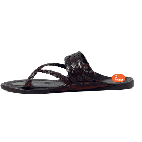 Dark Brown Special Cross Belt Kolhapuri Chappal For Men