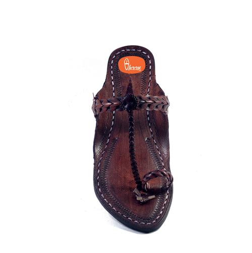 Single Wadi Dark Brown Ladies Kolhapuri Chappal