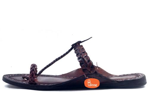 Single Wadi Dark Brown Ladies Kolhapuri Chappal