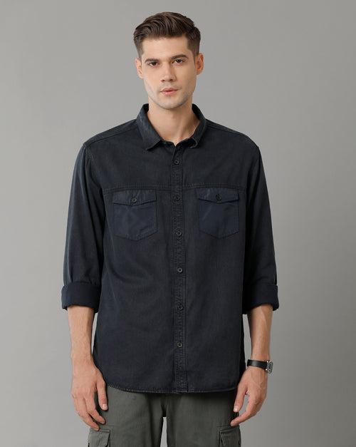 Voi Jeans Mens Navy Slim Fit Shirt