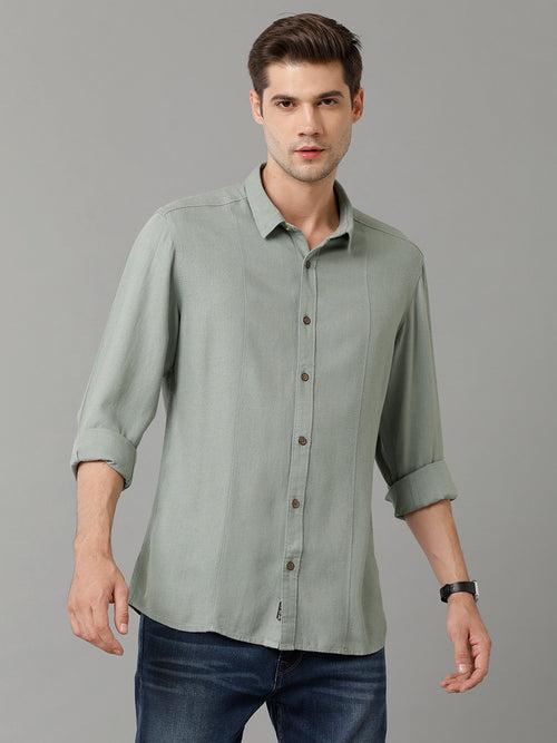 Slim Fit Spread Collar Long Sleeves Casual Shirt