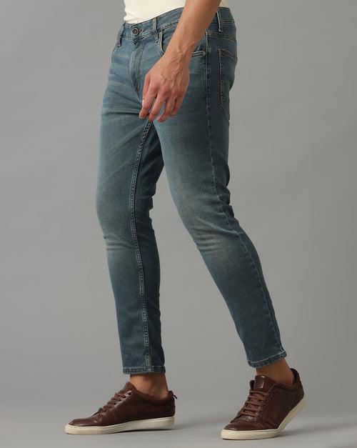 PETROL GREEN TRACK CROPPED SKINNY FIT JEANS