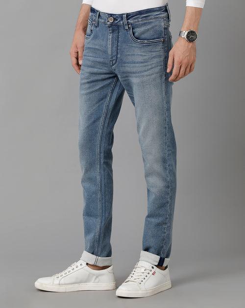 Voi Jeans Men Blue Skinny Fit Heavy Fade Clean Look Stretchable Jeans