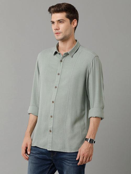 Slim Fit Spread Collar Long Sleeves Casual Shirt