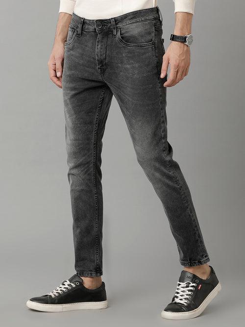 Voi Jeans Men Mid-Raise Clean Look Heavy Fade Stretchable Jeans