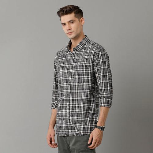 Men Slim Fit Checked Pure Cotton Casual Shirt