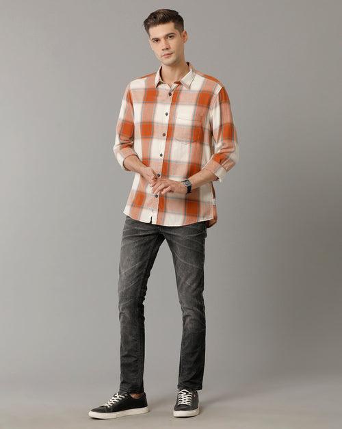 Voi Jeans Slim Fit Opaque Checked Pure Cotton Casual Shirt
