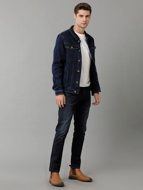 Spread Collar Cotton Denim Jacket