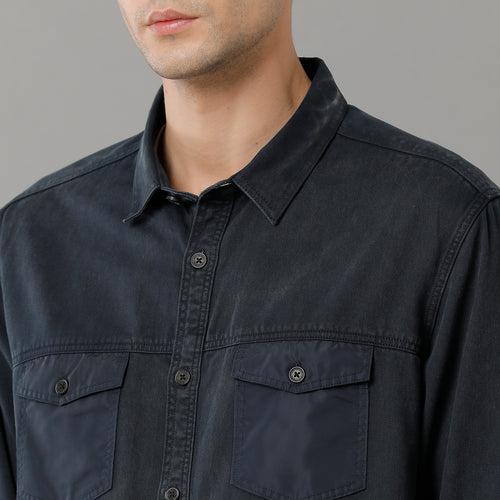 Voi Jeans Mens Navy Slim Fit Shirt