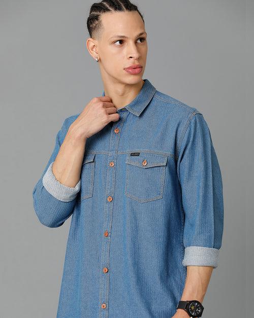 Voi Jeans Mens Ecru Checks Slim Fit Shirt