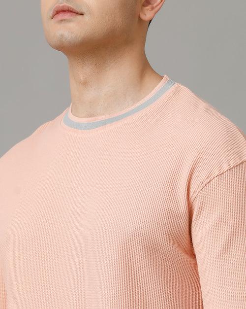 Voi Jeans Mens Dusty Pink Boxy Fit Cotton T-Shirt