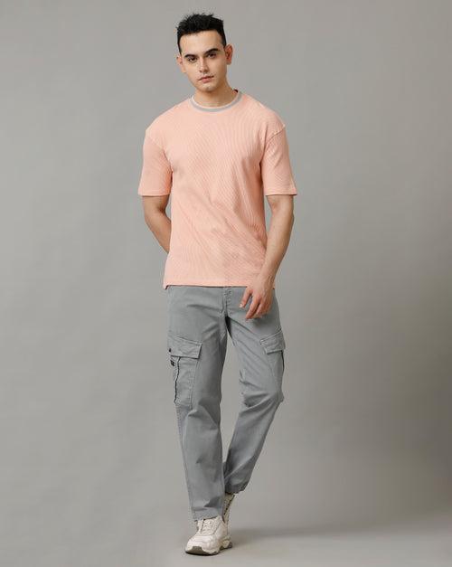 Voi Jeans Mens Dusty Pink Boxy Fit Cotton T-Shirt