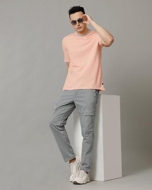 Voi Jeans Mens Dusty Pink Boxy Fit Cotton T-Shirt