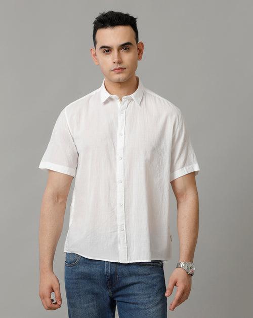 Voi Jeans Mens White Boxy Fit Shirt