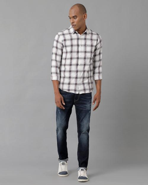 Voi Jeans Checked Spread Collar Slim Fit Cotton Casual Shirt