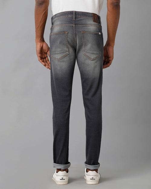 Men's Grey Solid Track Skinny Casual Jeans