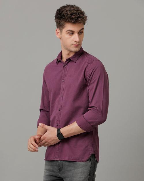 Voi Jeans Mens Dark Purple Slim Fit Shirt