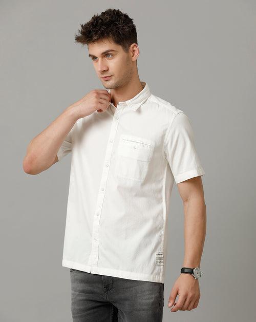 Voi Jeans Mens Off White Slim Fit Shirt