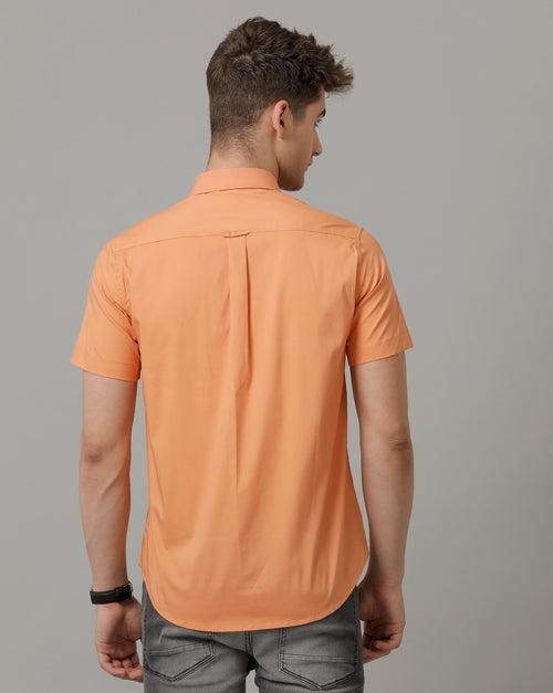 Voi Jeans Mens Orange Regular Fit Shirt