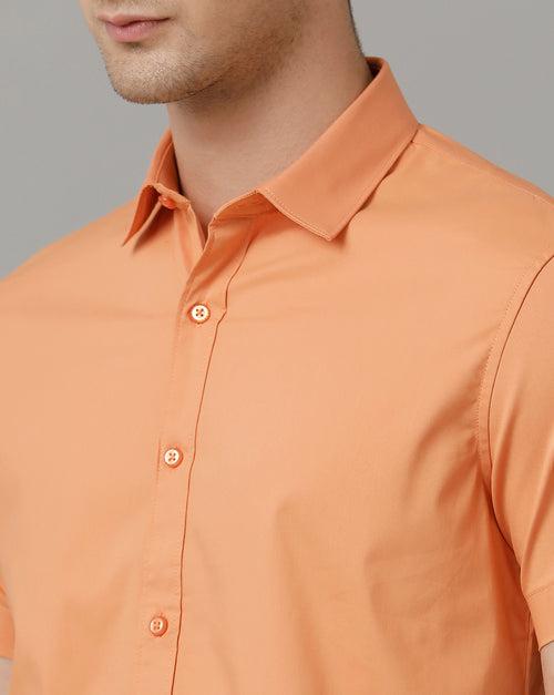 Voi Jeans Mens Orange Regular Fit Shirt