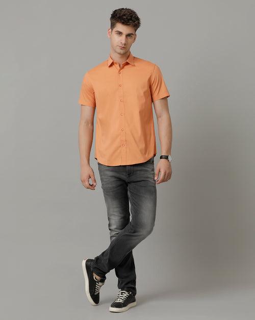 Voi Jeans Mens Orange Regular Fit Shirt