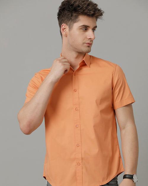 Voi Jeans Mens Orange Regular Fit Shirt