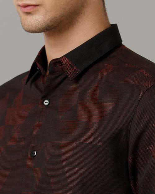 Voi Jeans Mens Red Black Slim Fit Shirt