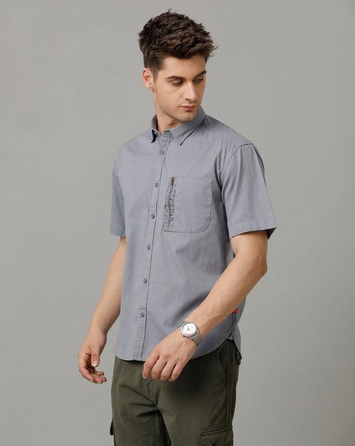 Voi Jeans Mens Light Blue Boxy Fit Shirt