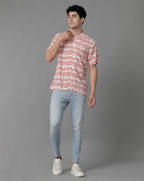 Voi Jeans Abstract Printed Classic Slim Fit Casual Shirt