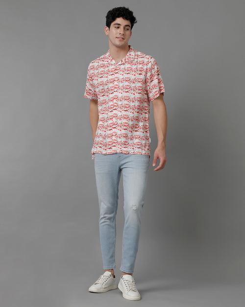 Voi Jeans Abstract Printed Classic Slim Fit Casual Shirt
