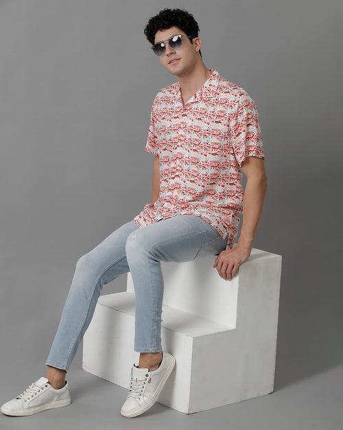 Voi Jeans Abstract Printed Classic Slim Fit Casual Shirt