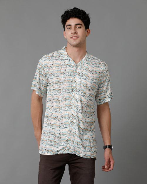 Voi Jeans Abstract Printed Classic Slim Fit Casual Shirt