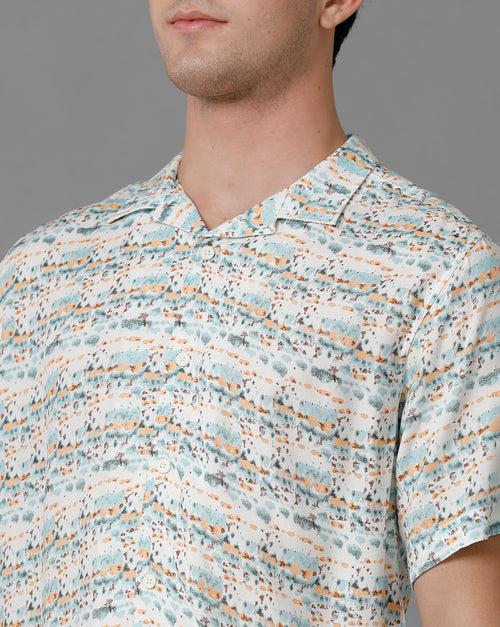 Voi Jeans Abstract Printed Classic Slim Fit Casual Shirt