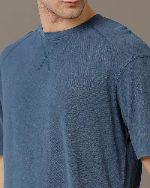 Voi Jeans Mens Dark Denim Boxy Fit Half Sleeve Cotton T-Shirt