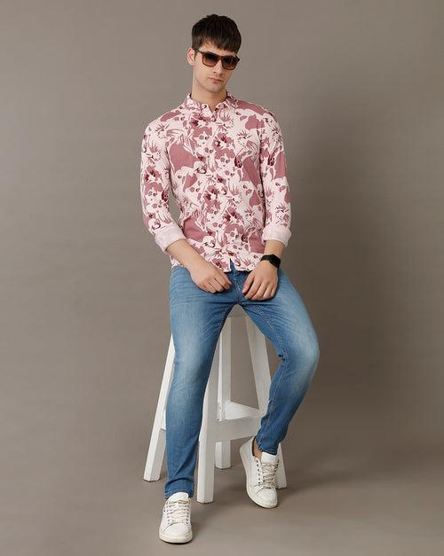 Voi Jeans Mens Chalk Pink Slim Fit Knit Shirt