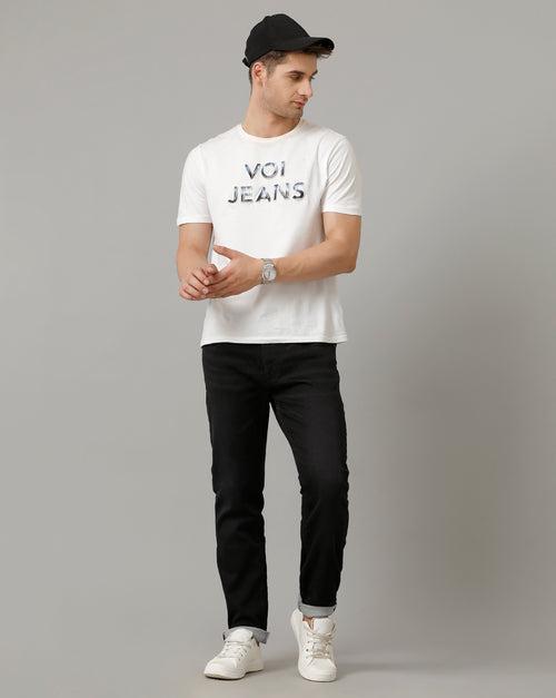 Voi Mens Black Track Skinny Cotton Poly Jeans