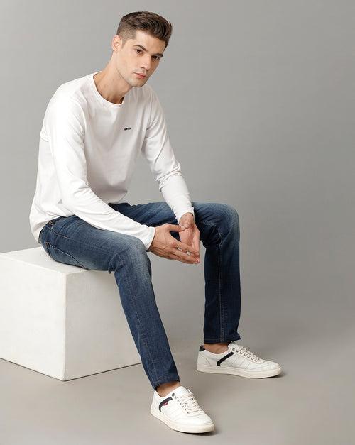 Men Solid Track Skinny Casual Jeans