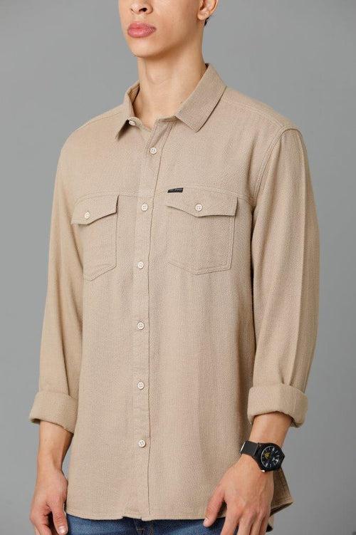 Men Solid Slim Fit Casual Shirt