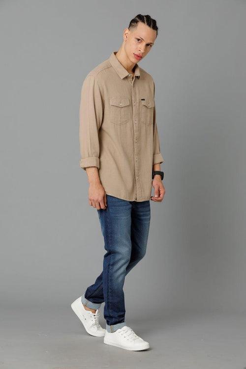 Men Solid Slim Fit Casual Shirt