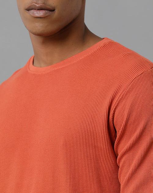 Men Waffle Regular Fit Casual T-Shirt