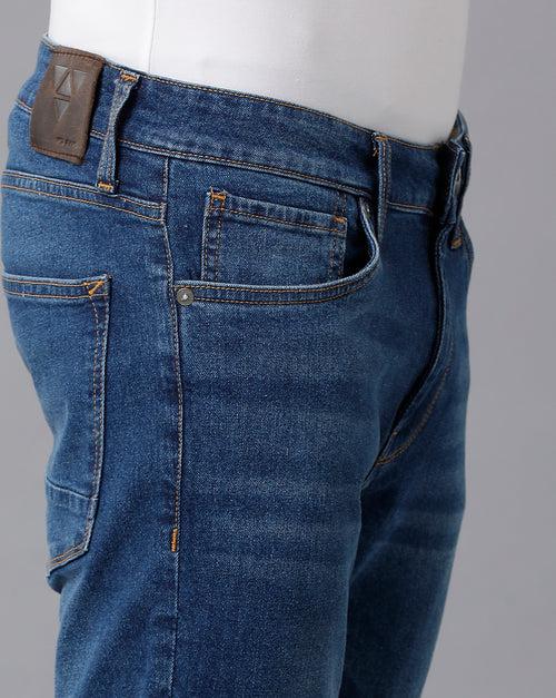 Voi Men Indigo Track Skinny Cropped Fit Jeans