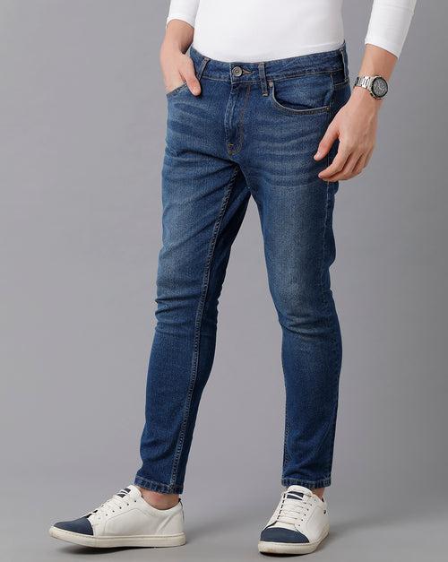 Voi Men Indigo Track Skinny Cropped Fit Jeans