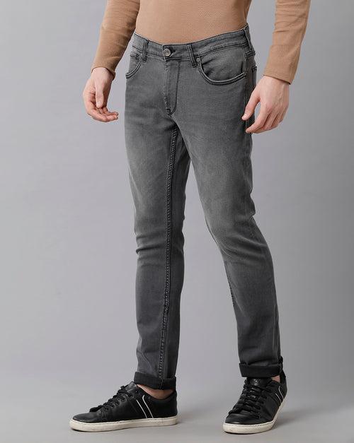 Voi Men Grey  Track Skinny Fit Jeans